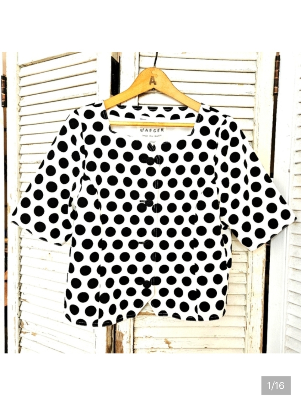 Vintage 90s Jaeger Cropped Polka-dot Blazer Medium